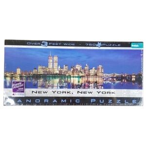 Vintage New York Panoramic Jigsaw Puzzle Twin Towers NEW